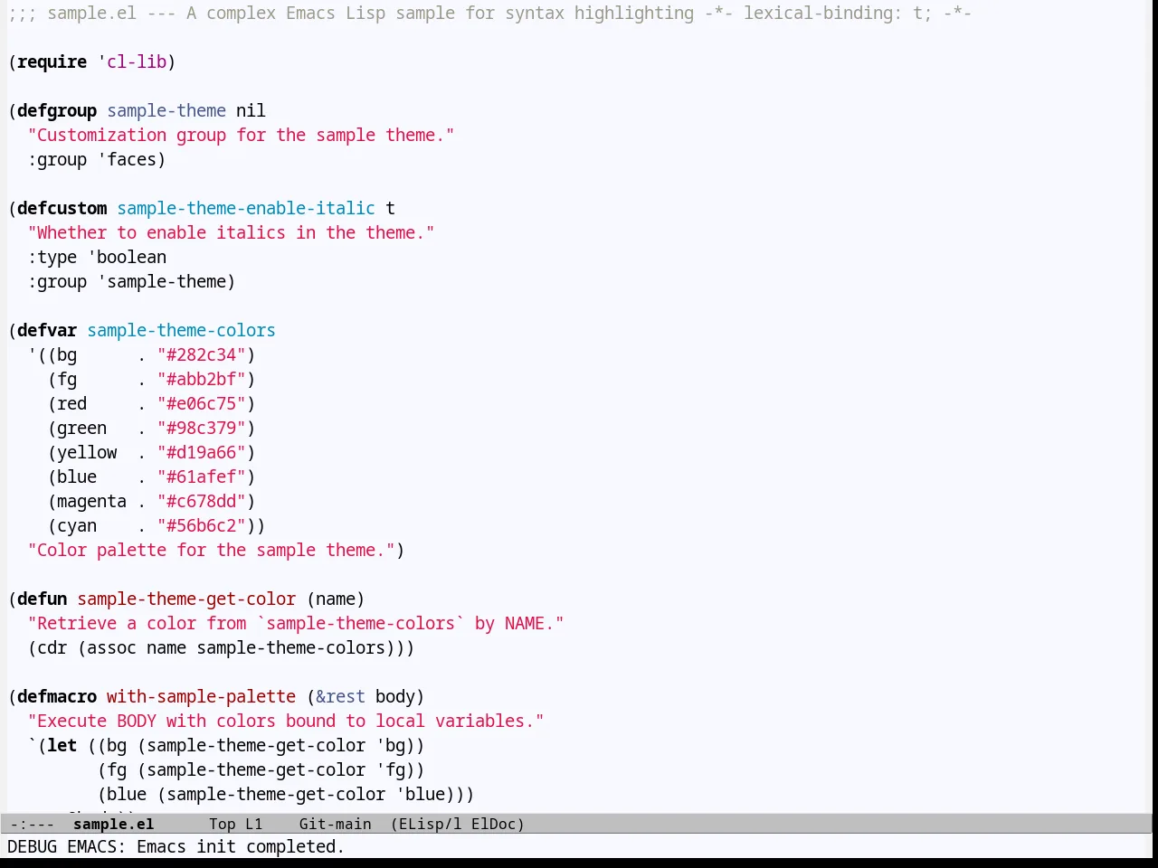 Github Theme in emacs-lisp-mode