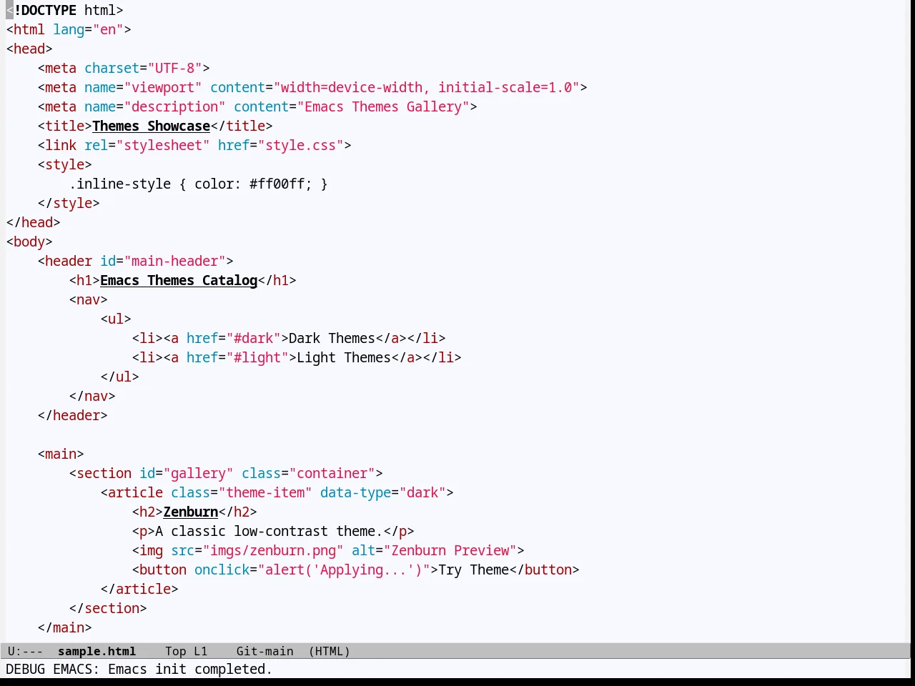 Github Theme in html-mode