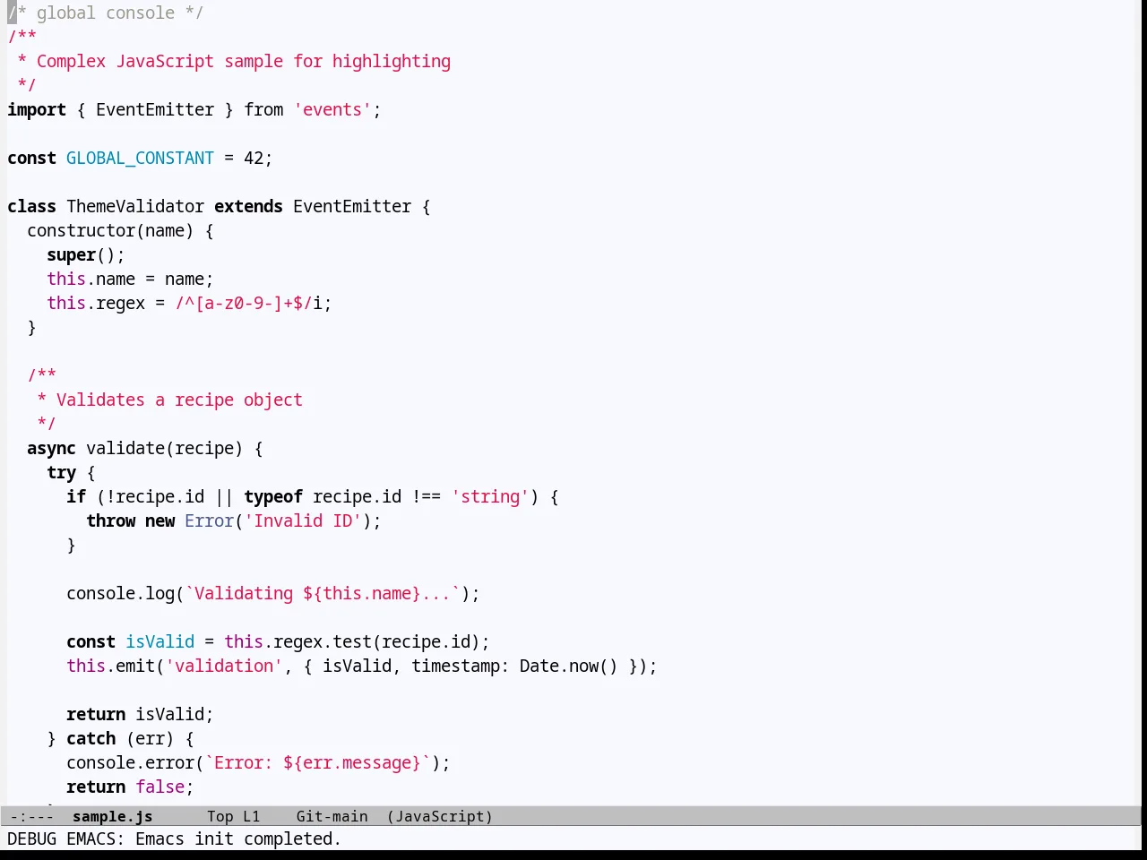 Github Theme in javascript-mode