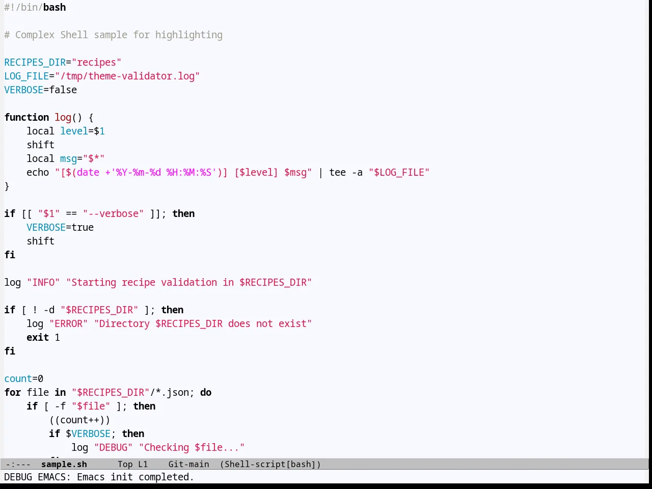 Github Theme in sh-mode