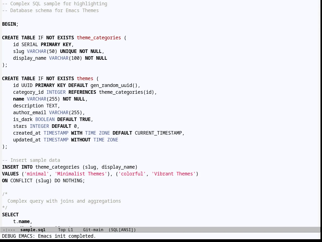 Github Theme in sql-mode