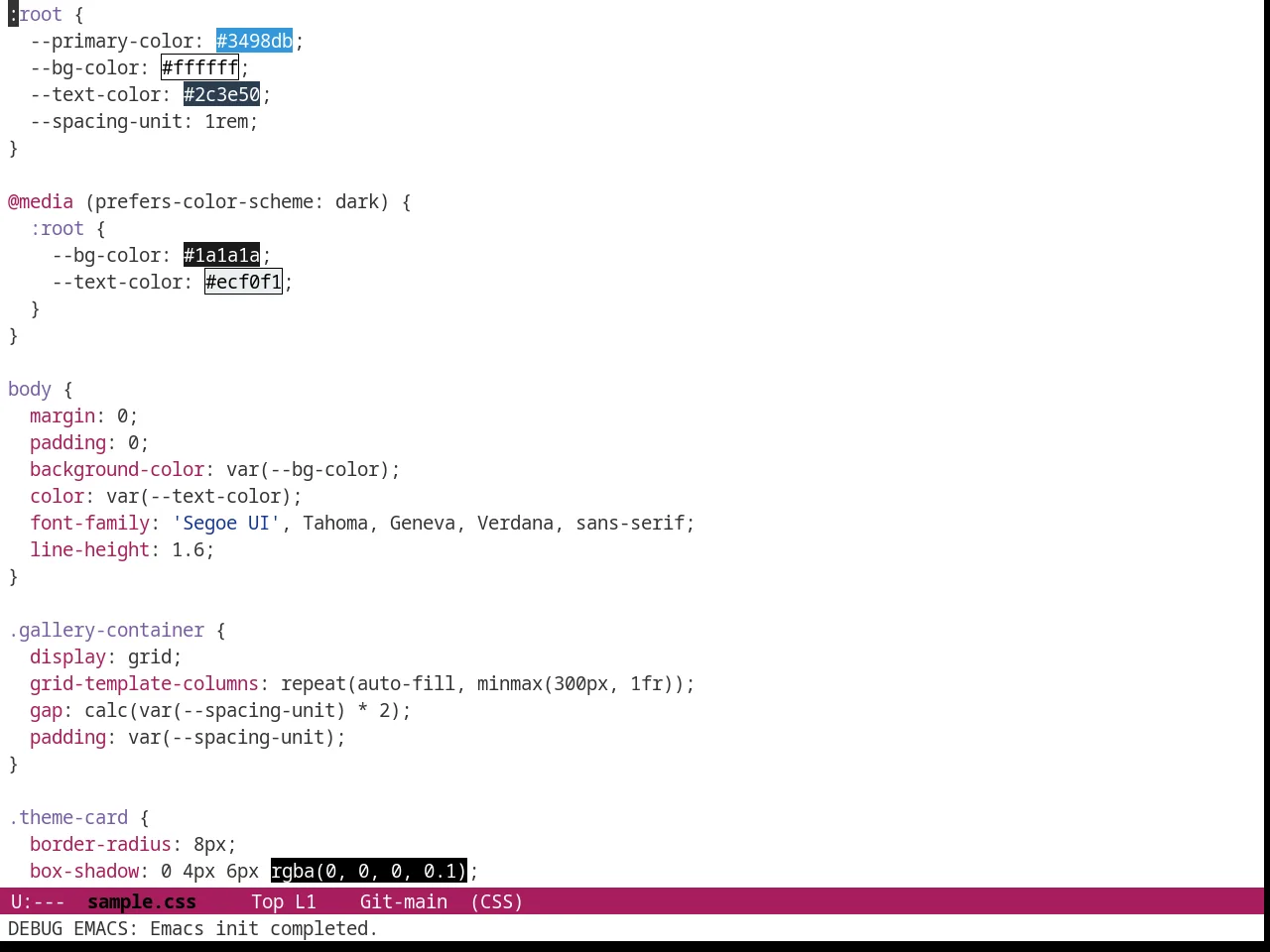Github Modern Theme in css-mode