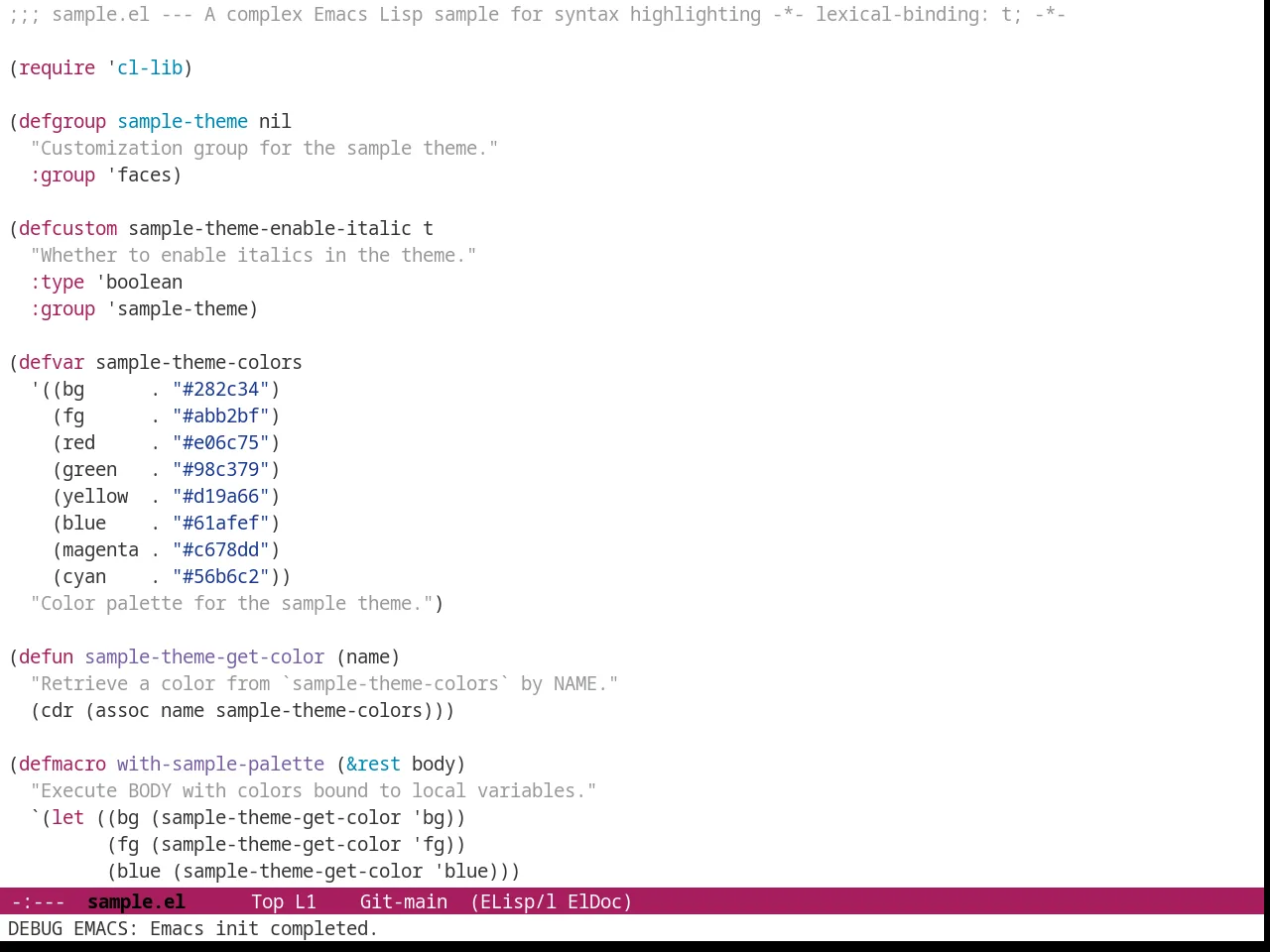 Github Modern Theme in emacs-lisp-mode