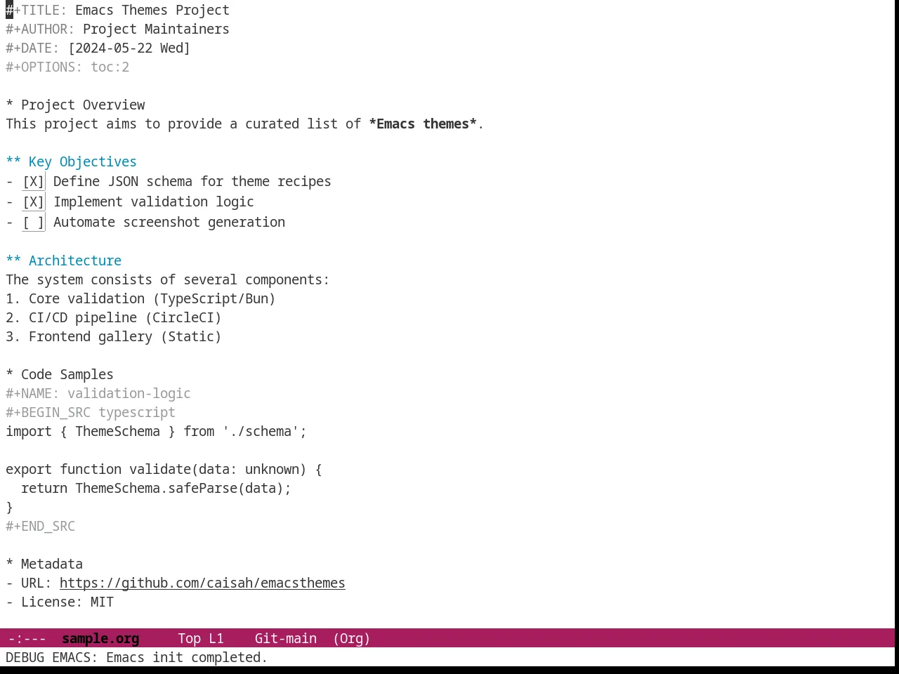Github Modern Theme in org-mode