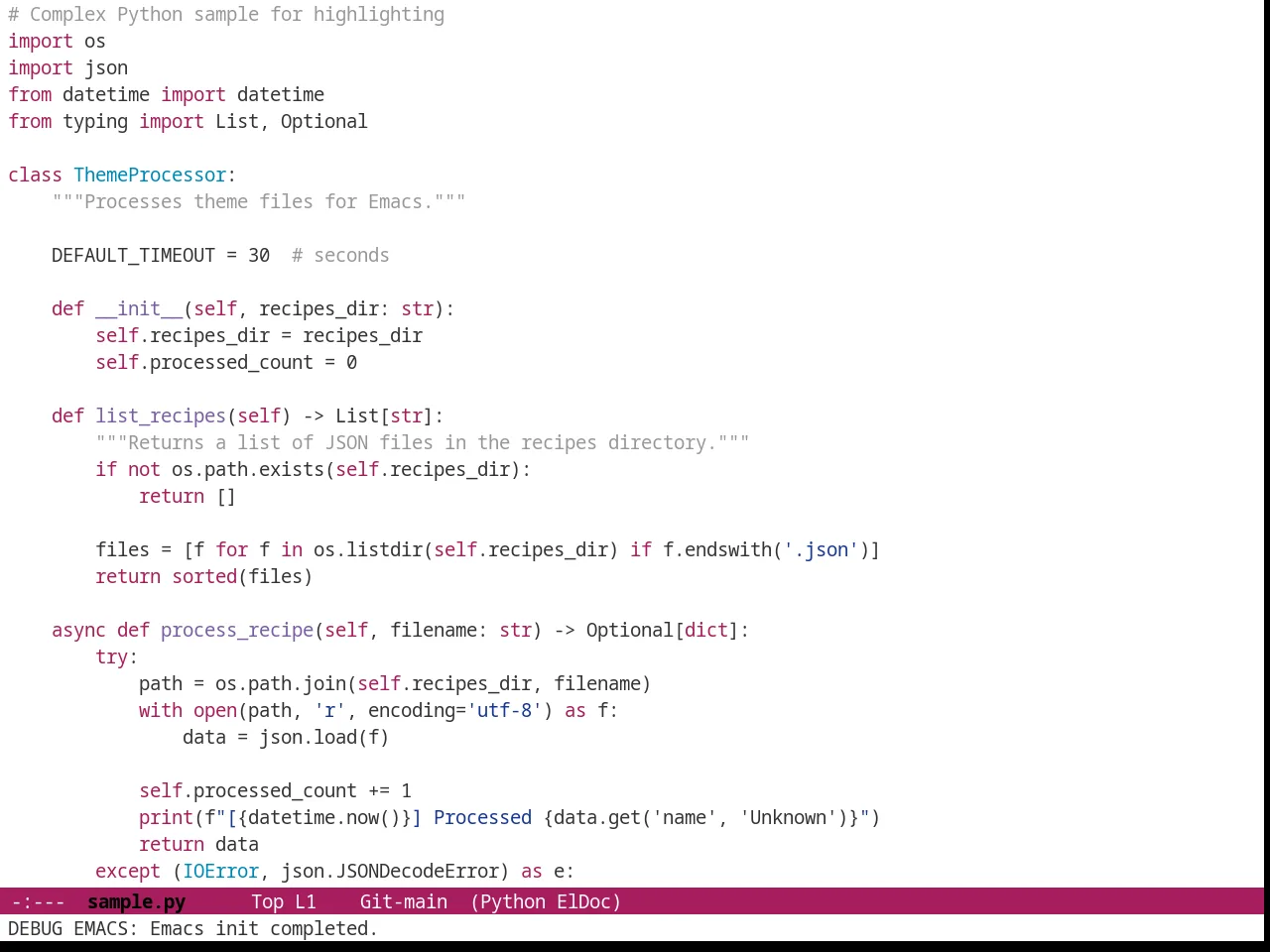 Github Modern Theme in python-mode