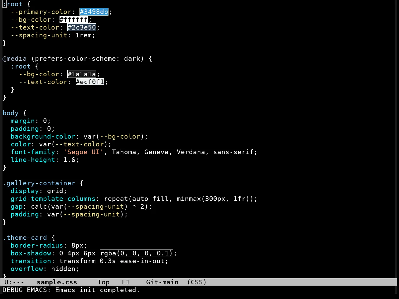 Glass Tty Theme in css-mode