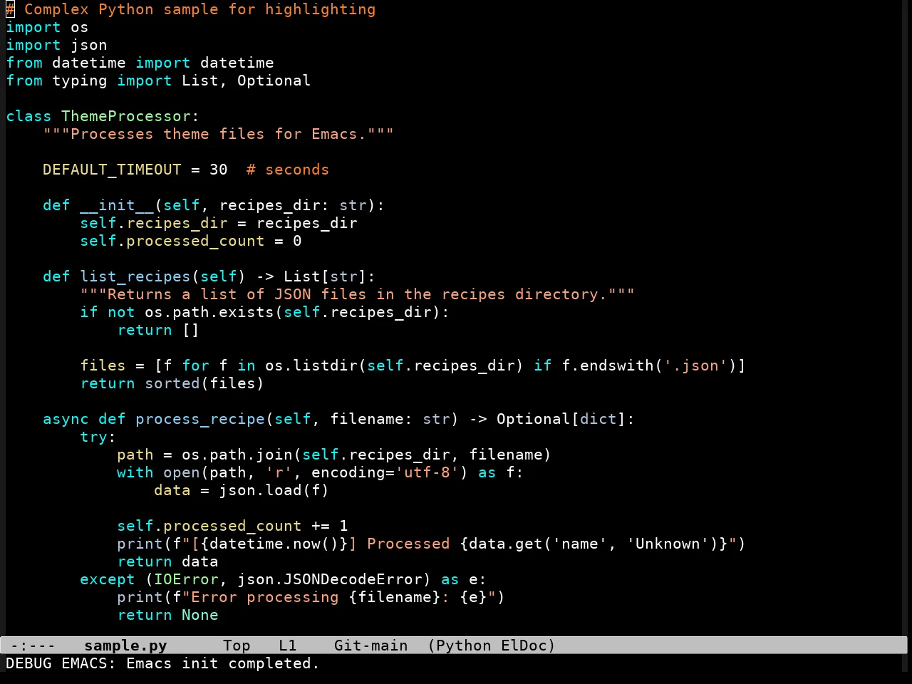 Glass Tty Theme in python-mode