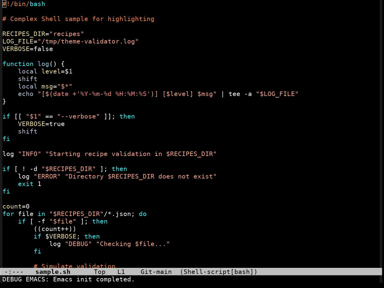 Glass Tty Theme in sh-mode