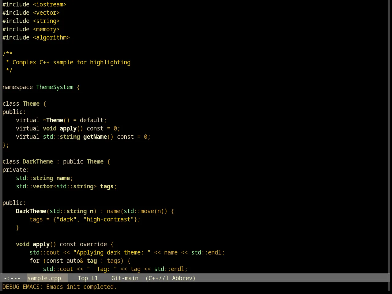 Goldenrod Theme in c++-mode