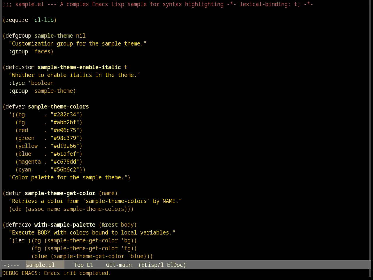 Goldenrod Theme in emacs-lisp-mode