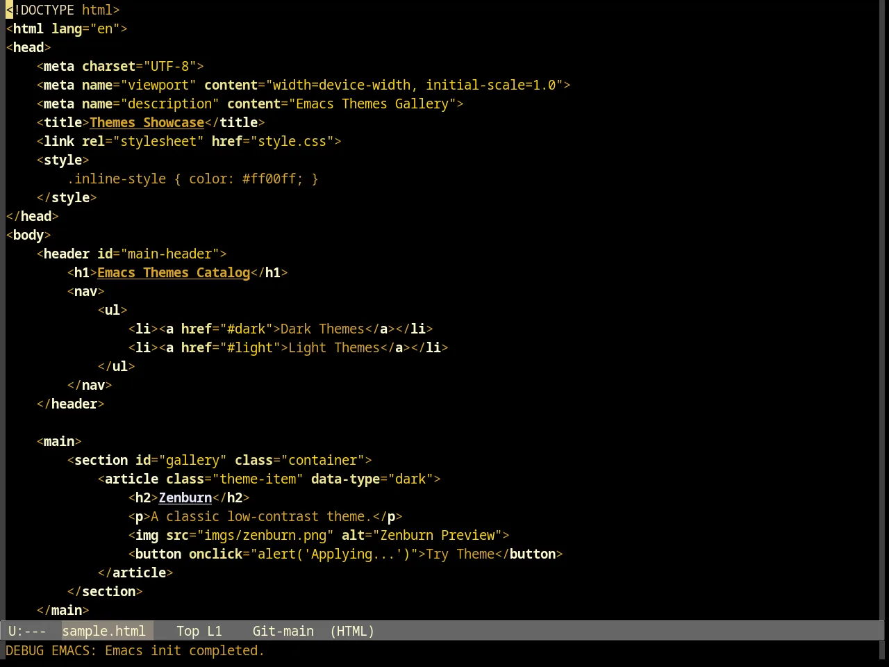 Goldenrod Theme in html-mode