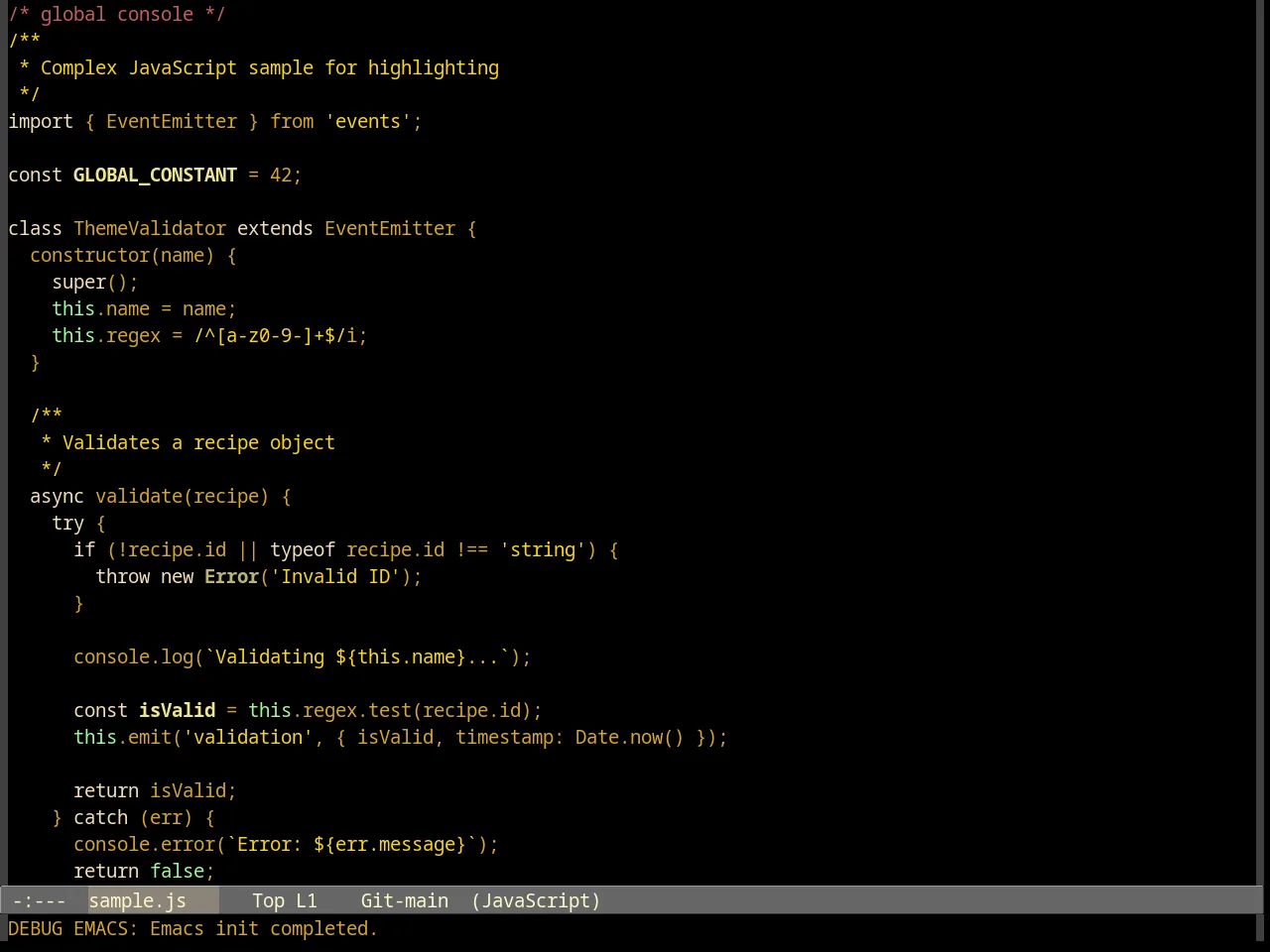 Goldenrod Theme in javascript-mode