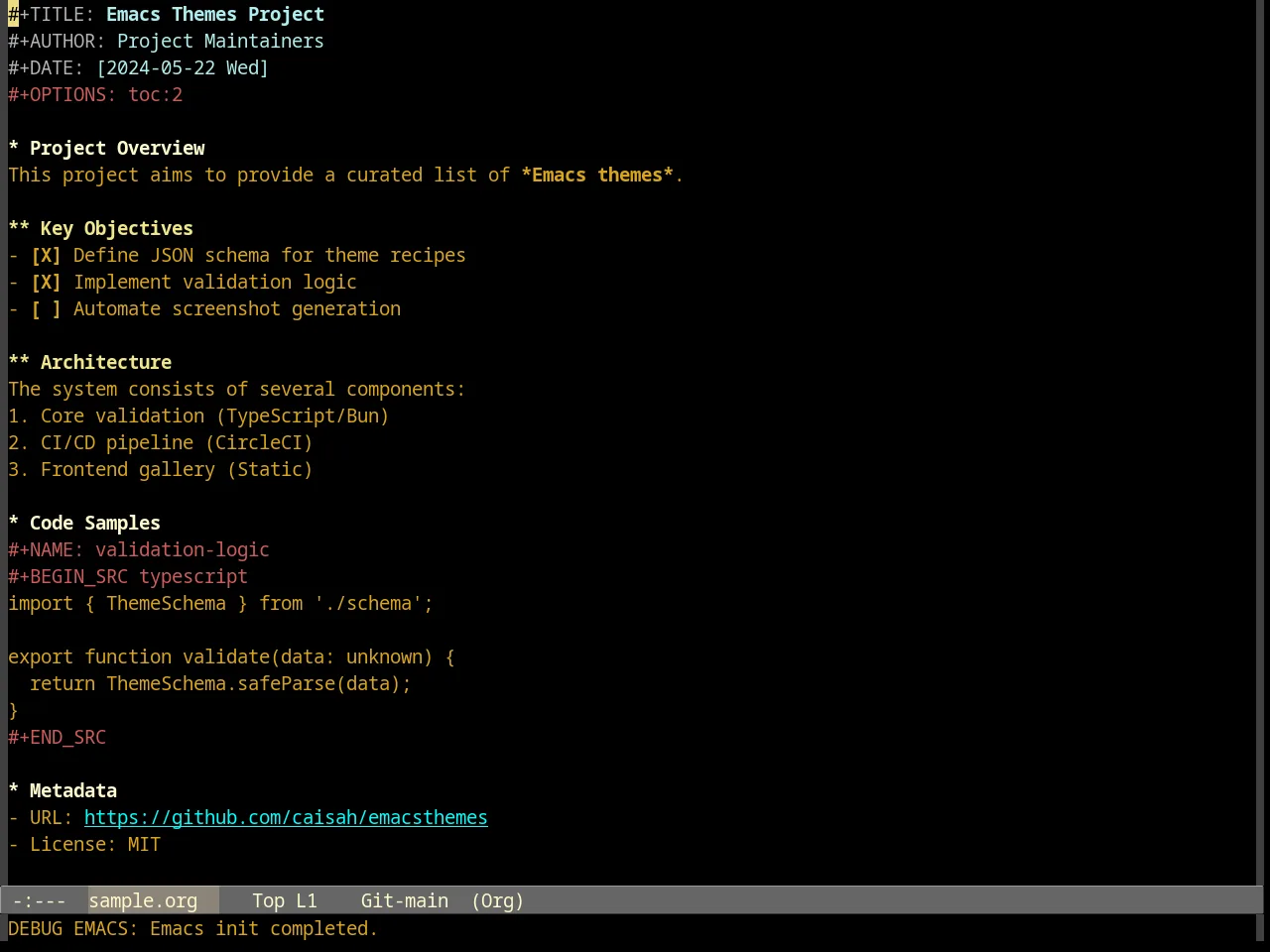 Goldenrod Theme in org-mode