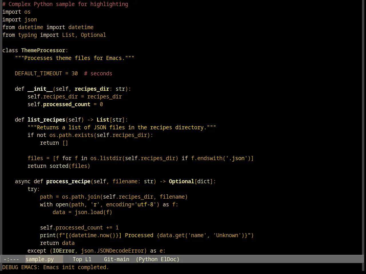 Goldenrod Theme in python-mode