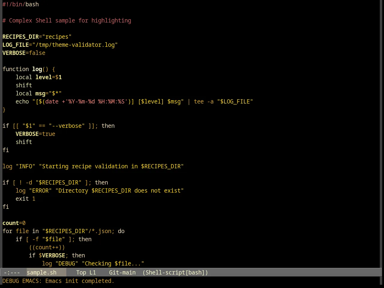 Goldenrod Theme in sh-mode