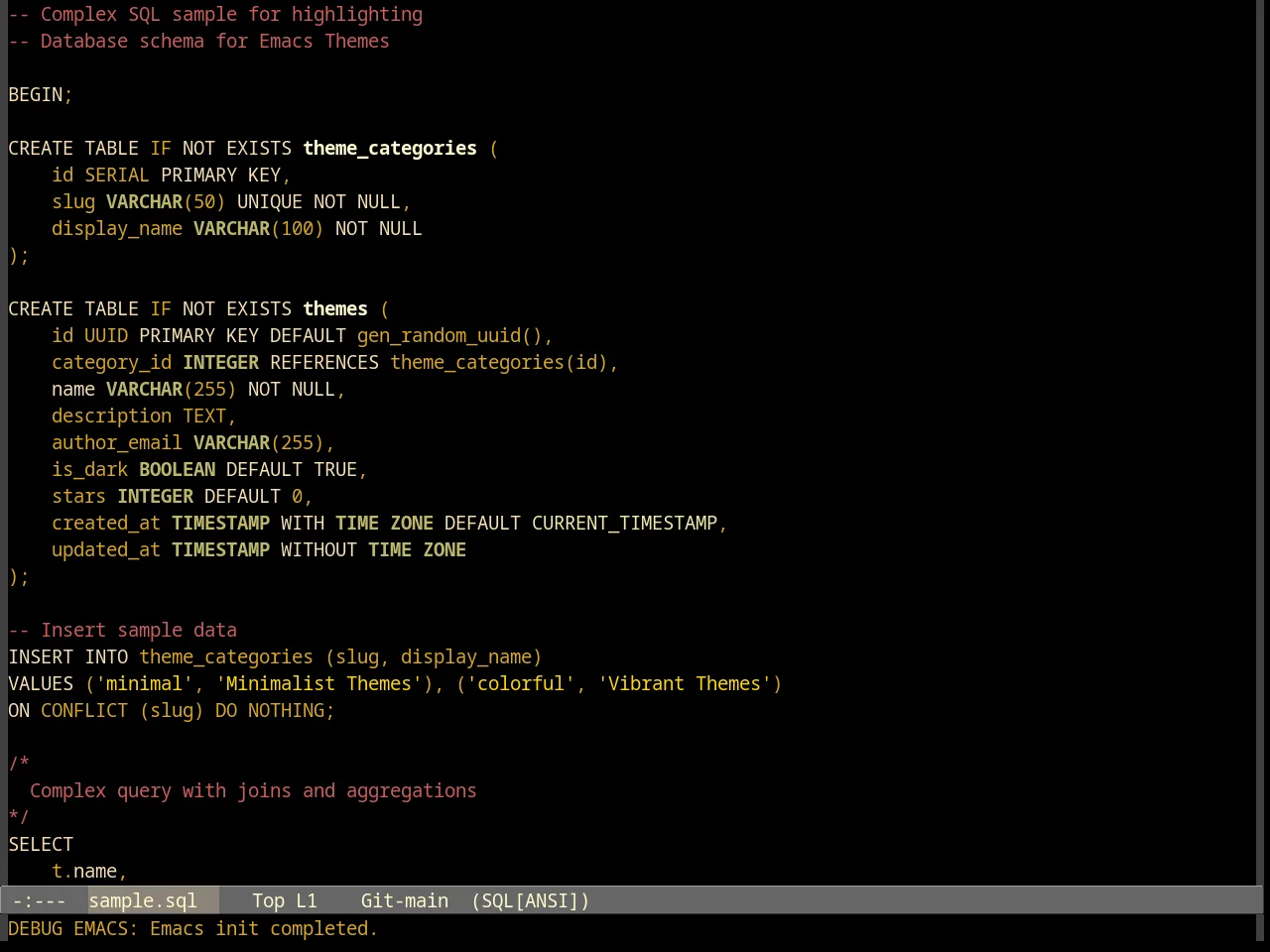 Goldenrod Theme in sql-mode