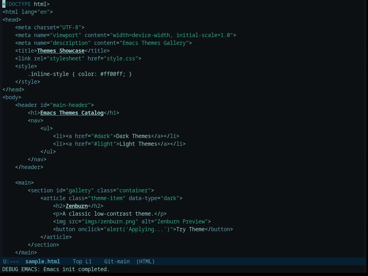 Gotham Theme in html-mode