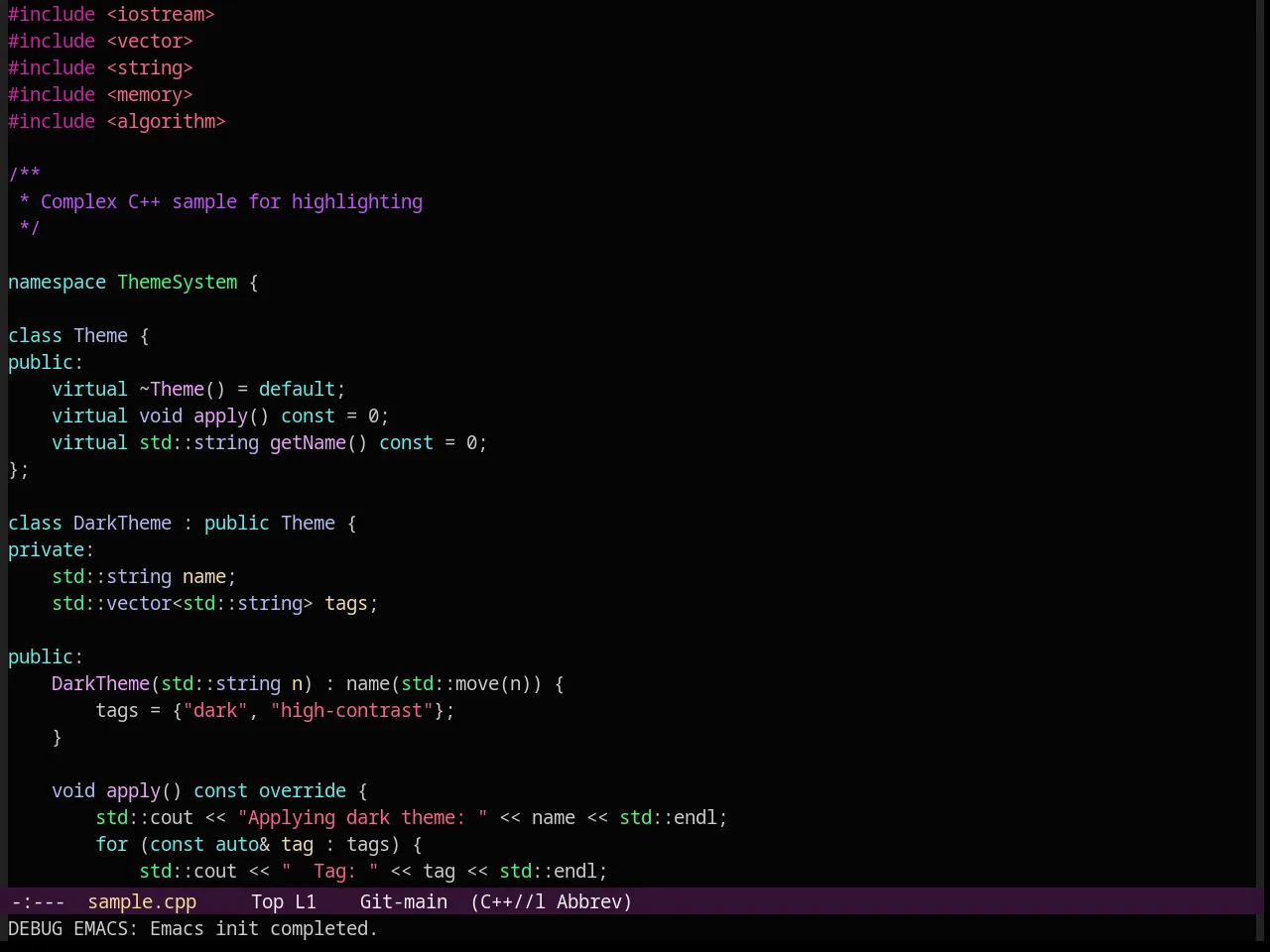 Grand Shell Theme in c++-mode