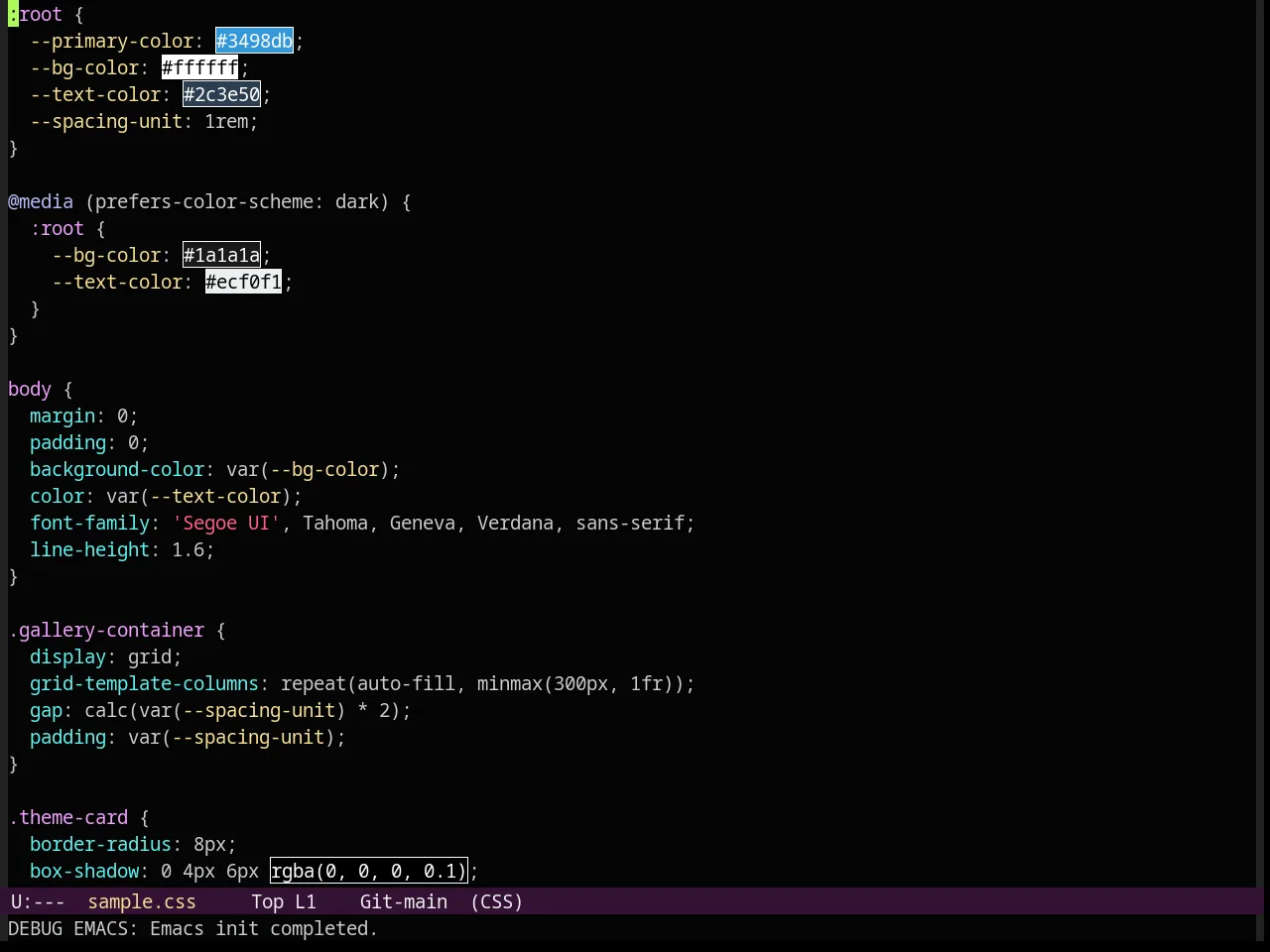 Grand Shell Theme in css-mode