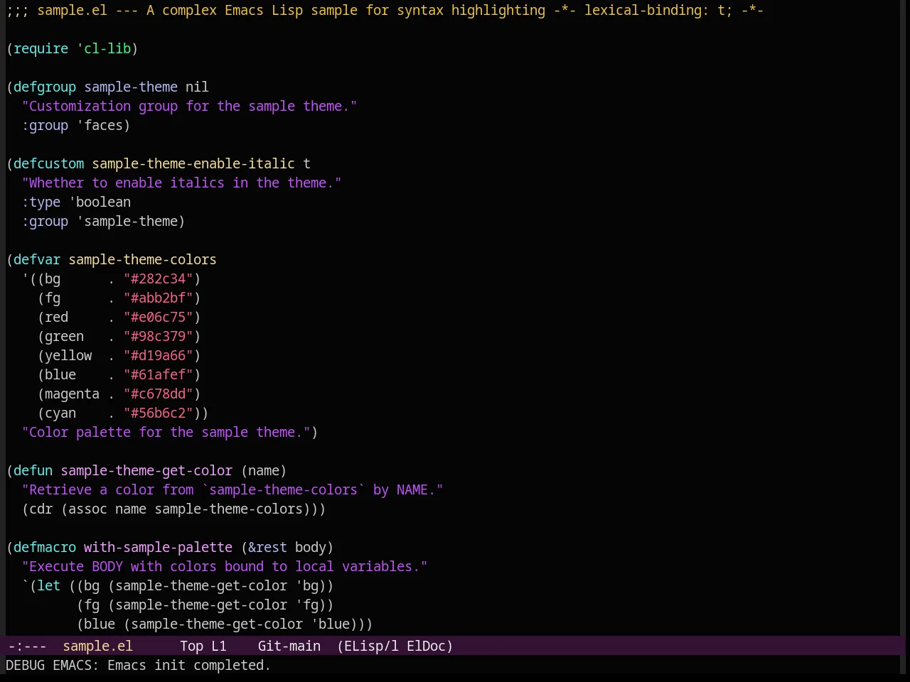Grand Shell Theme in emacs-lisp-mode