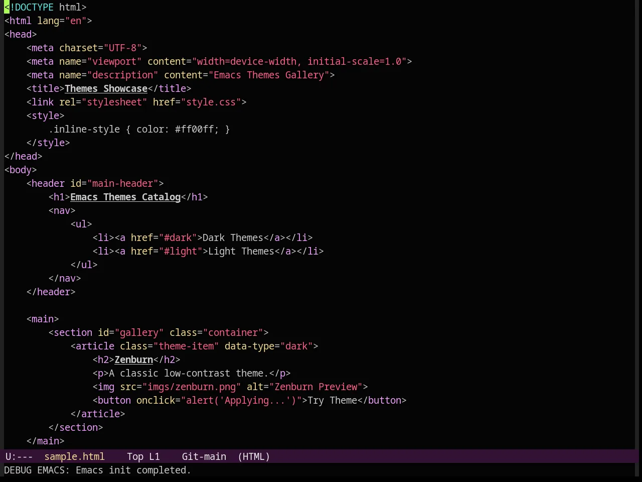Grand Shell Theme in html-mode