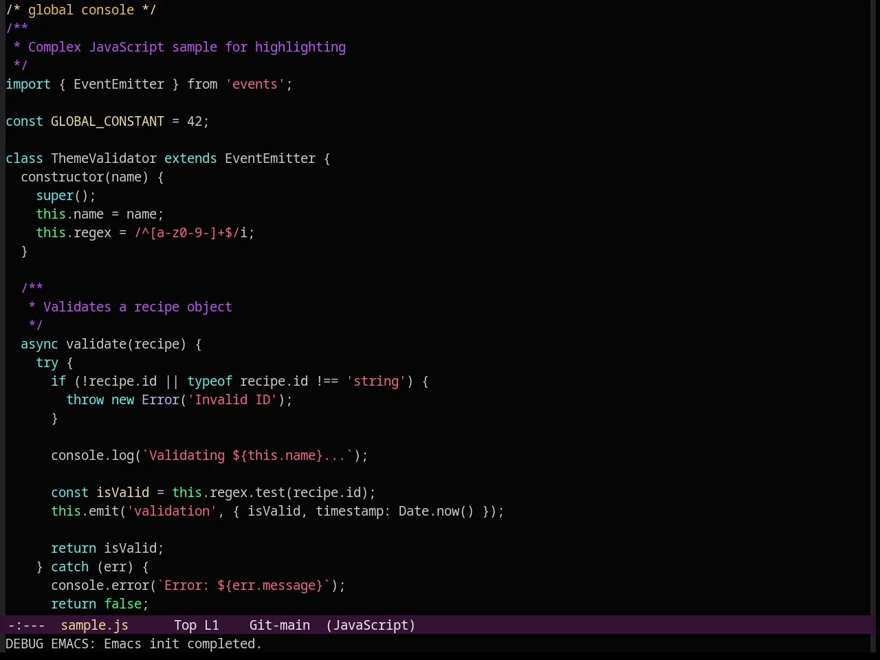 Grand Shell Theme in javascript-mode