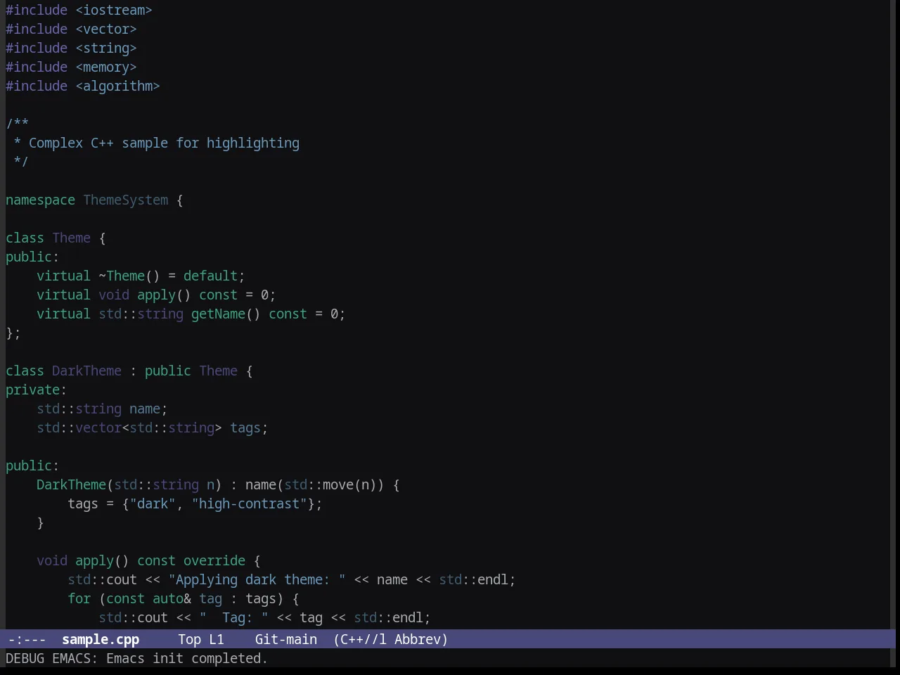 Granger Theme in c++-mode