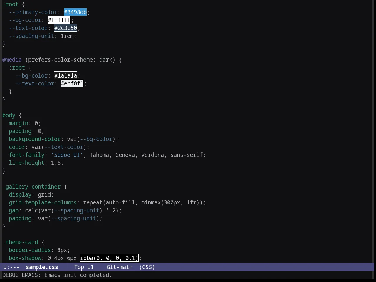 Granger Theme in css-mode