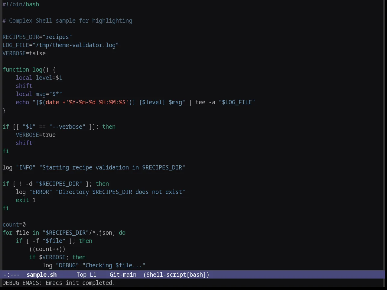 Granger Theme in sh-mode