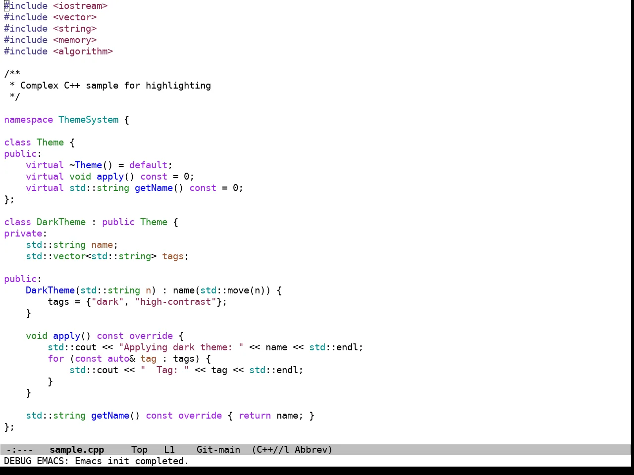 Graphene Meta Theme in c++-mode