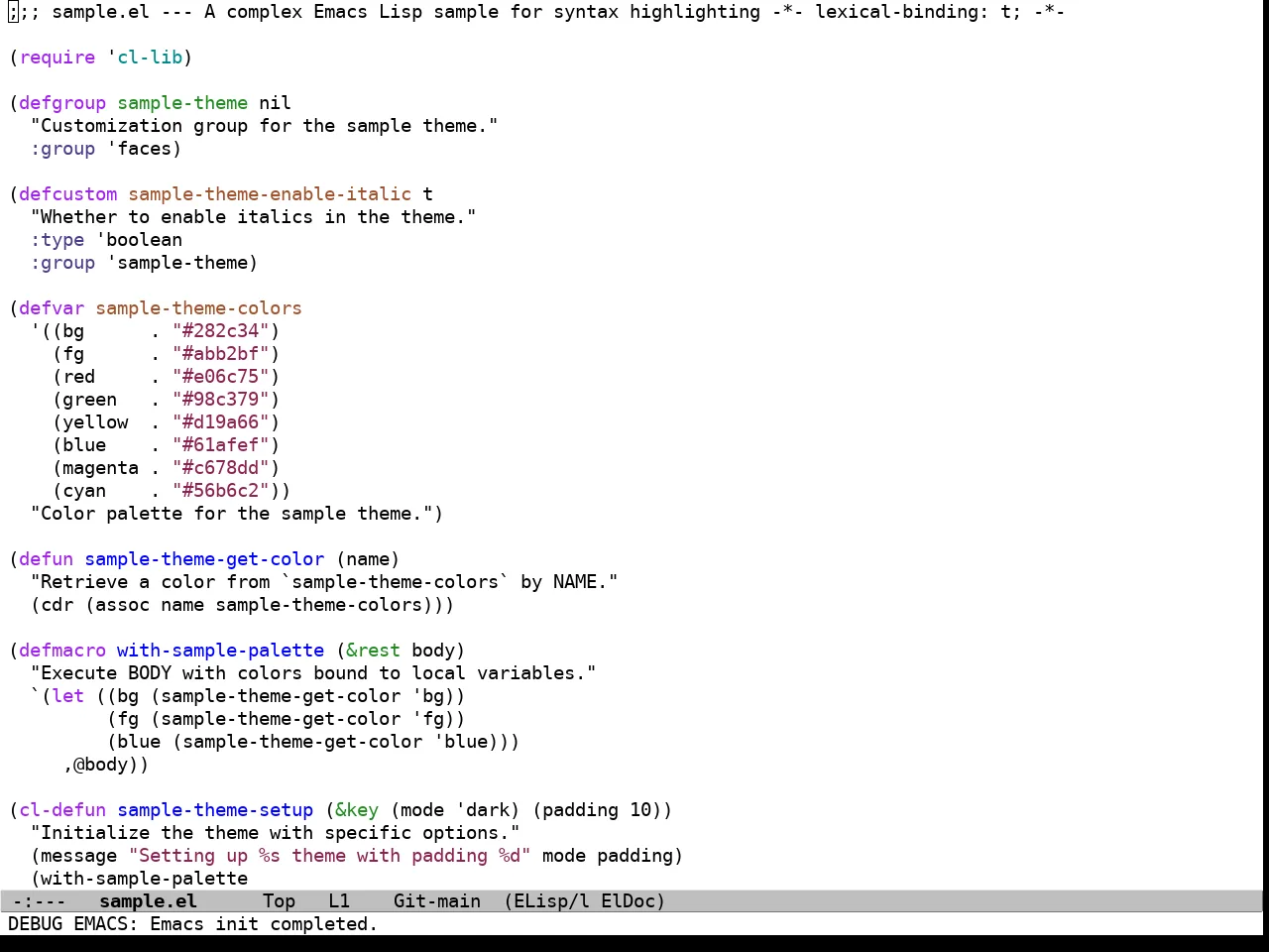 Graphene Meta Theme in emacs-lisp-mode