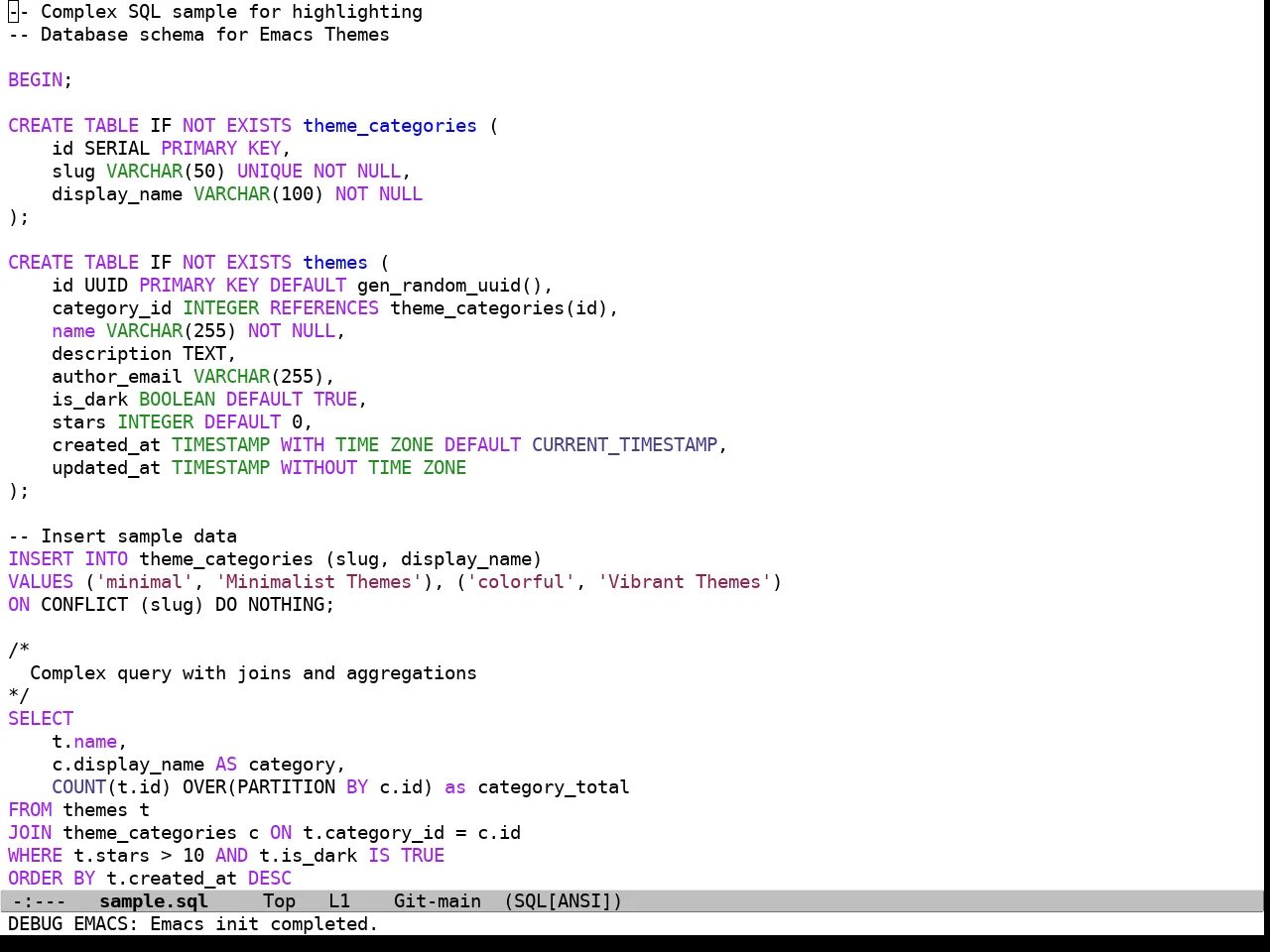 Graphene Meta Theme in sql-mode