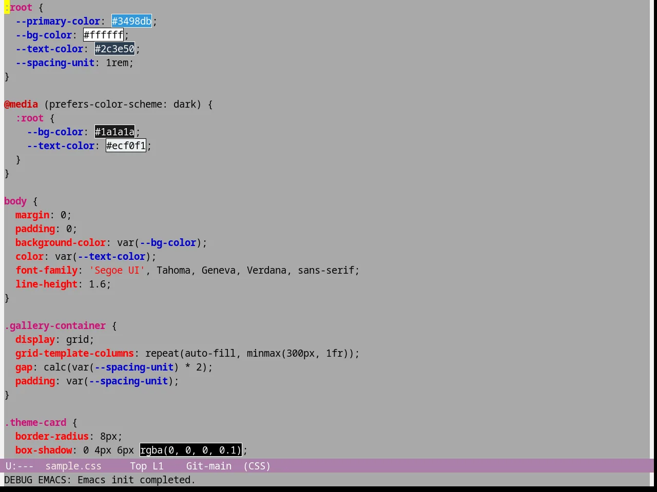 Gray1 Theme in css-mode