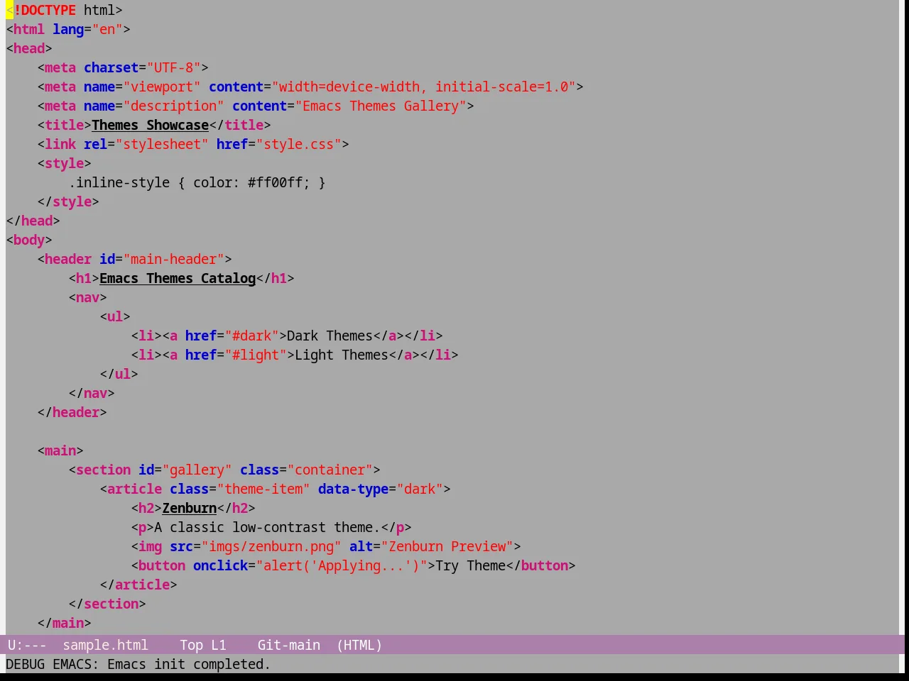 Gray1 Theme in html-mode
