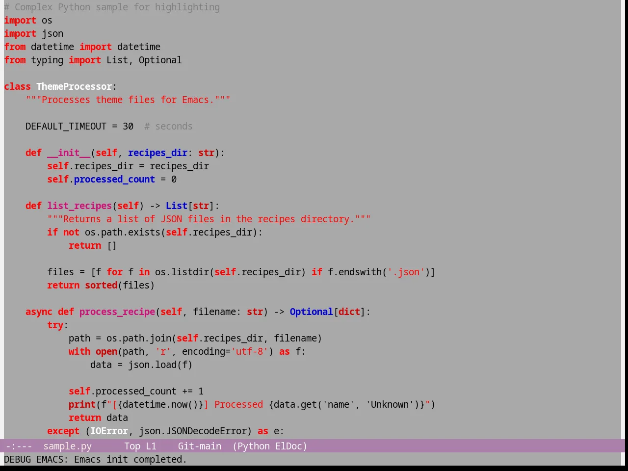 Gray1 Theme in python-mode