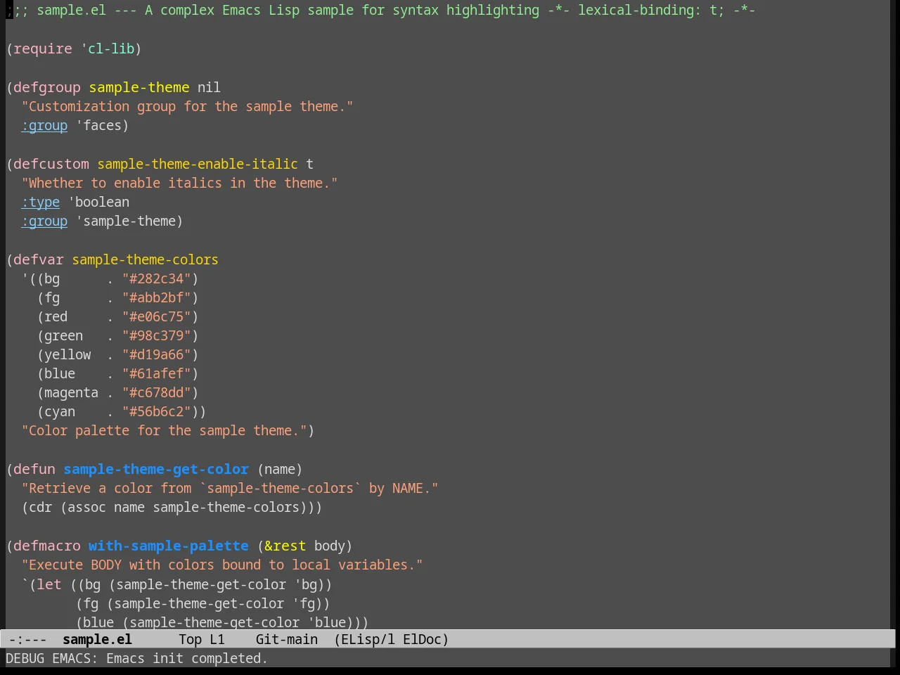 Gray30 Theme in emacs-lisp-mode