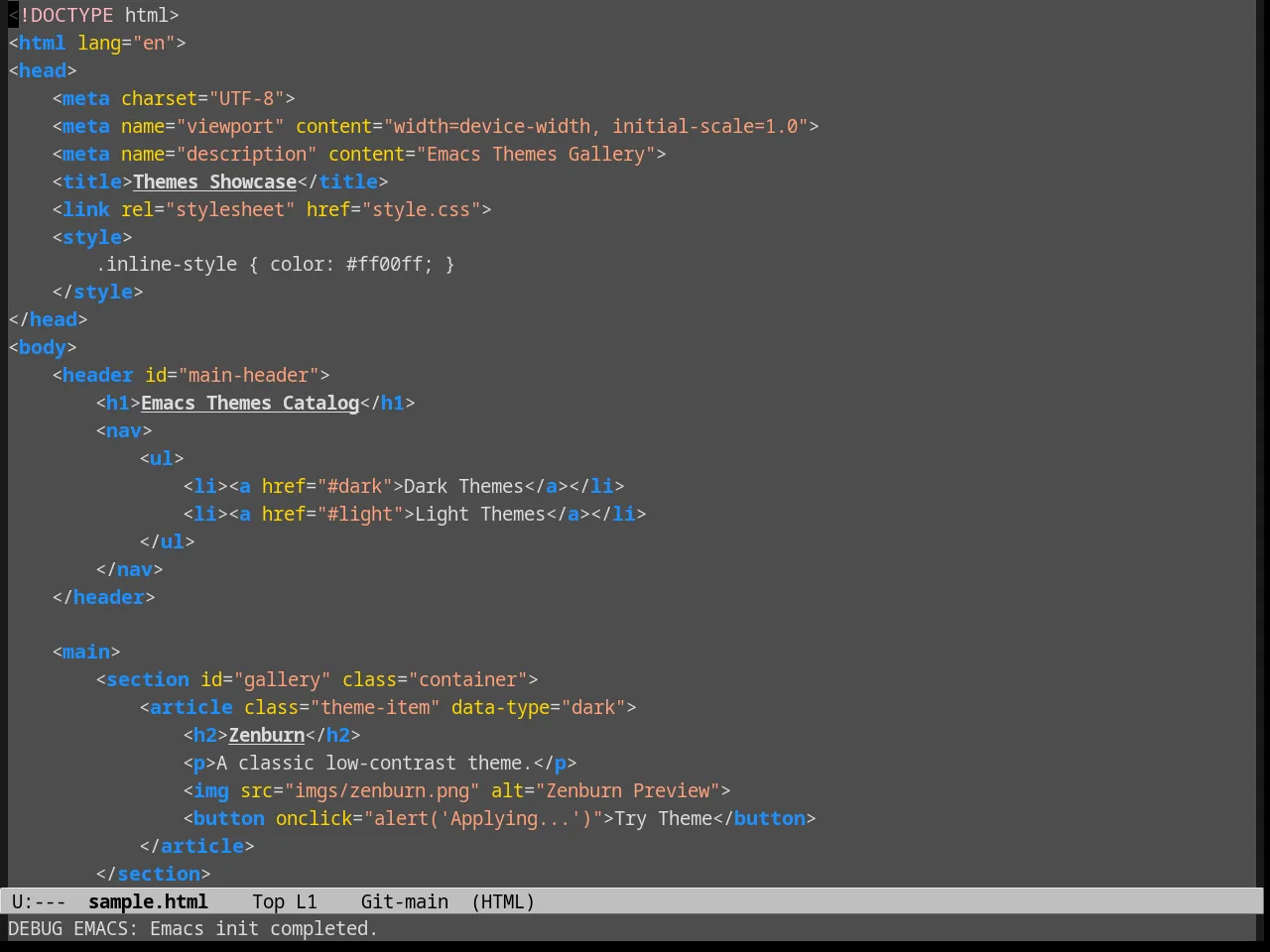 Gray30 Theme in html-mode
