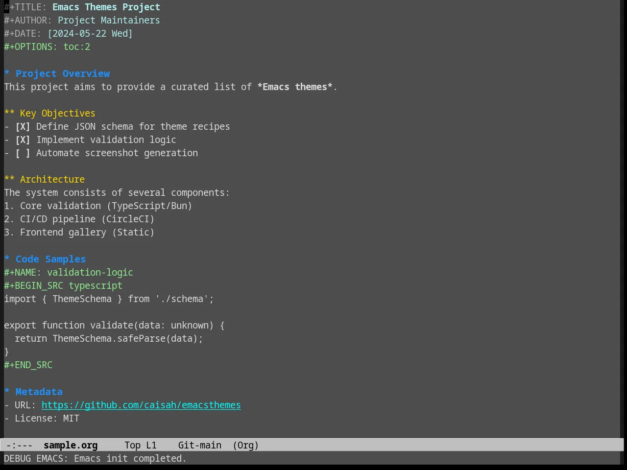 Gray30 Theme in org-mode