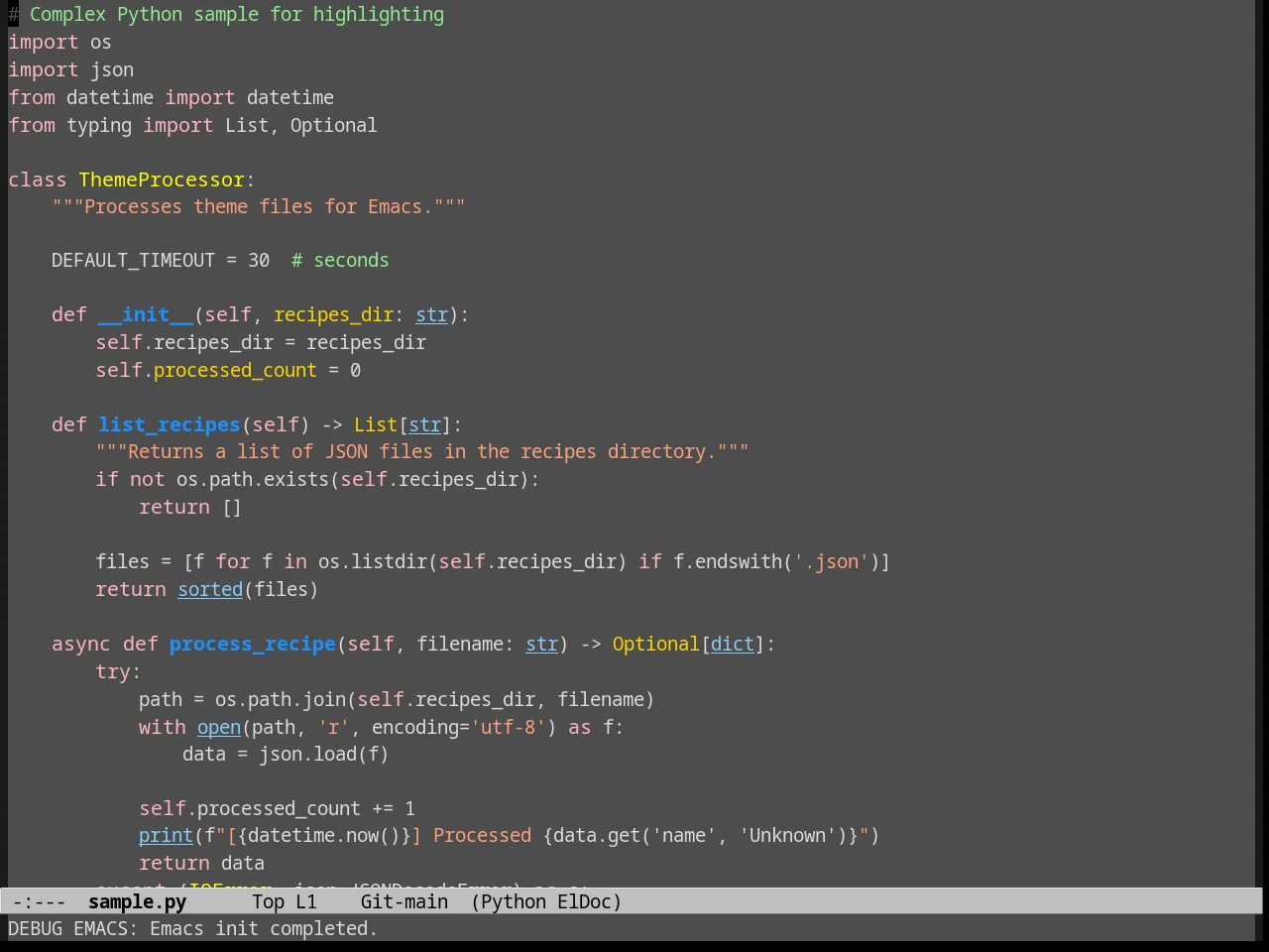 Gray30 Theme in python-mode