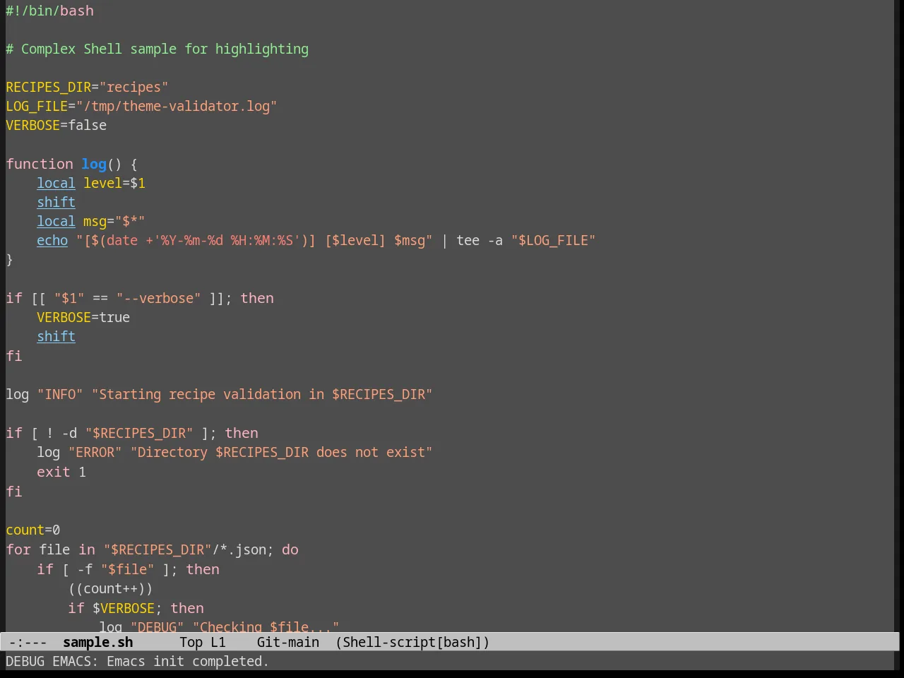 Gray30 Theme in sh-mode