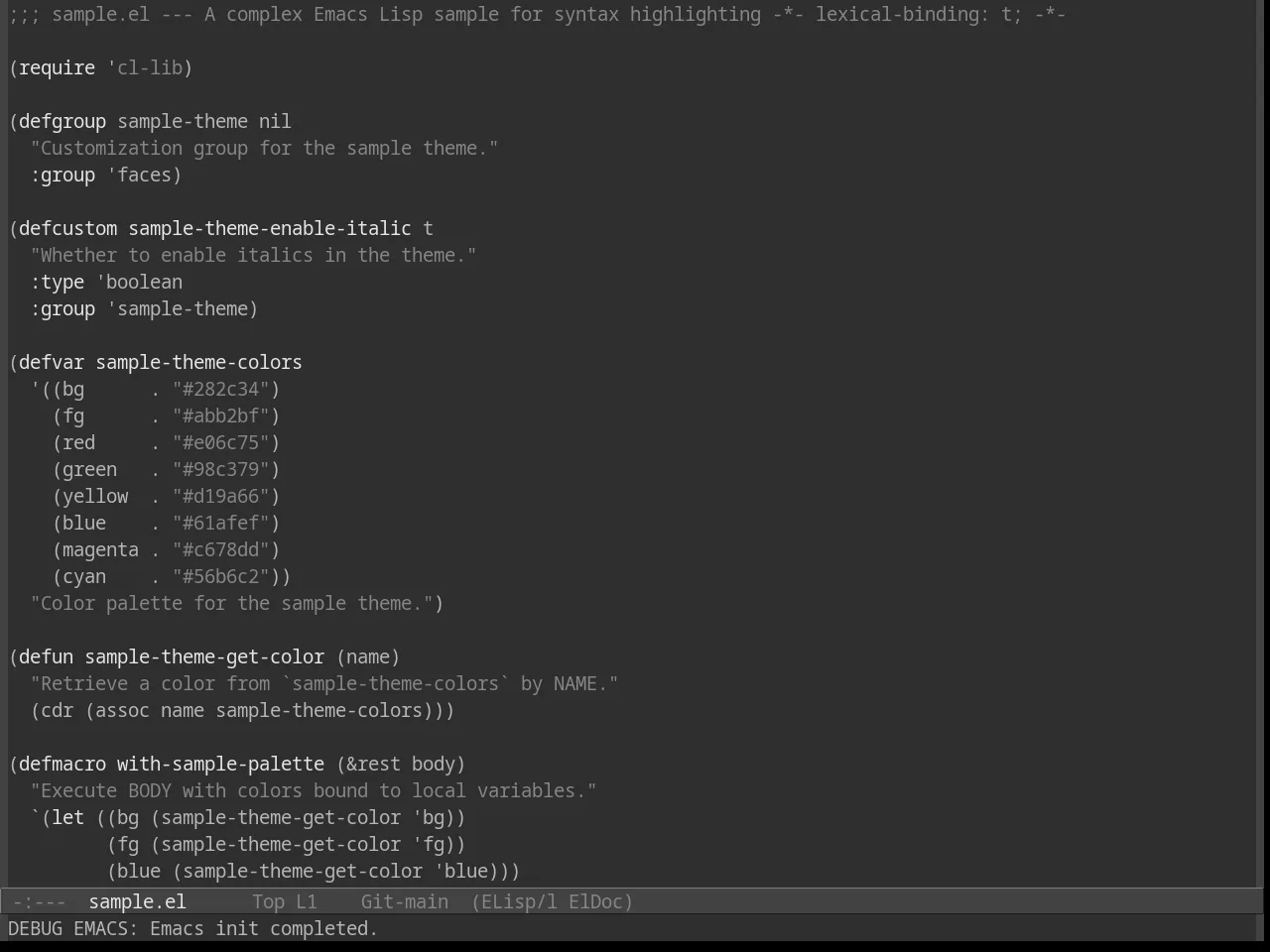 Grayscale Theme in emacs-lisp-mode