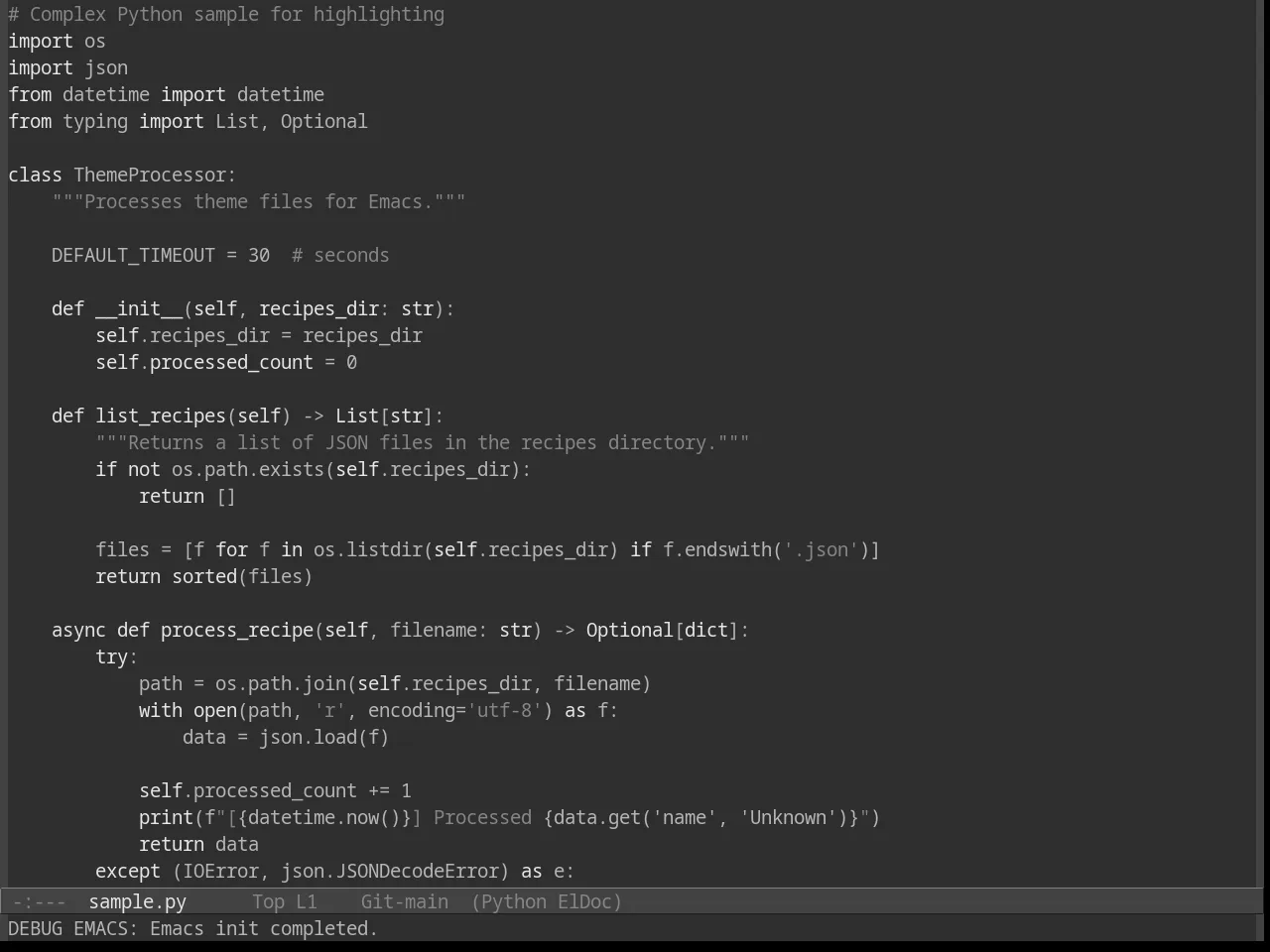Grayscale Theme in python-mode