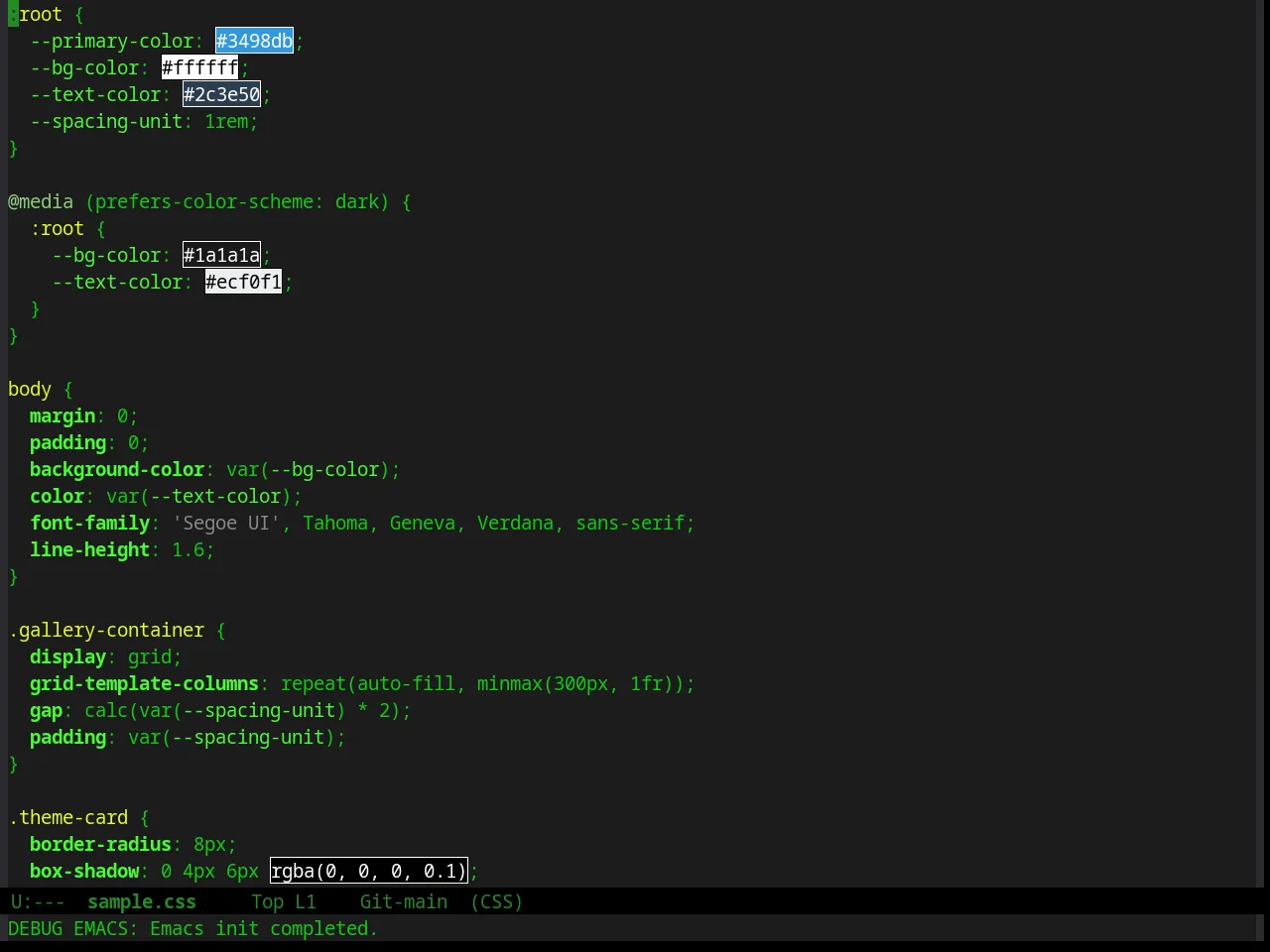 Green Is The New Black Theme in css-mode