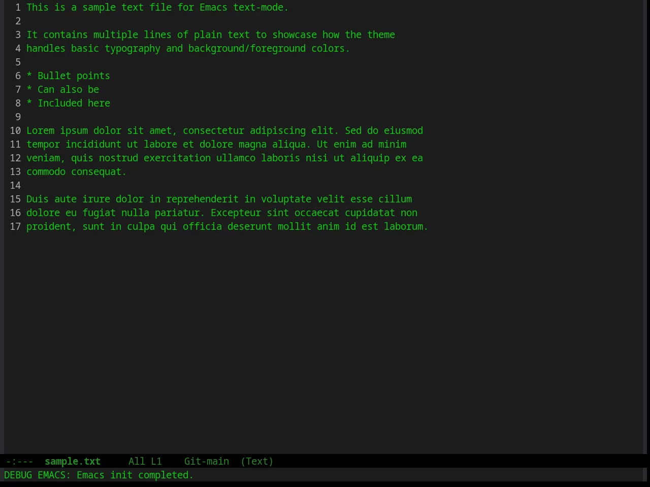Green Is The New Black Theme in text-mode