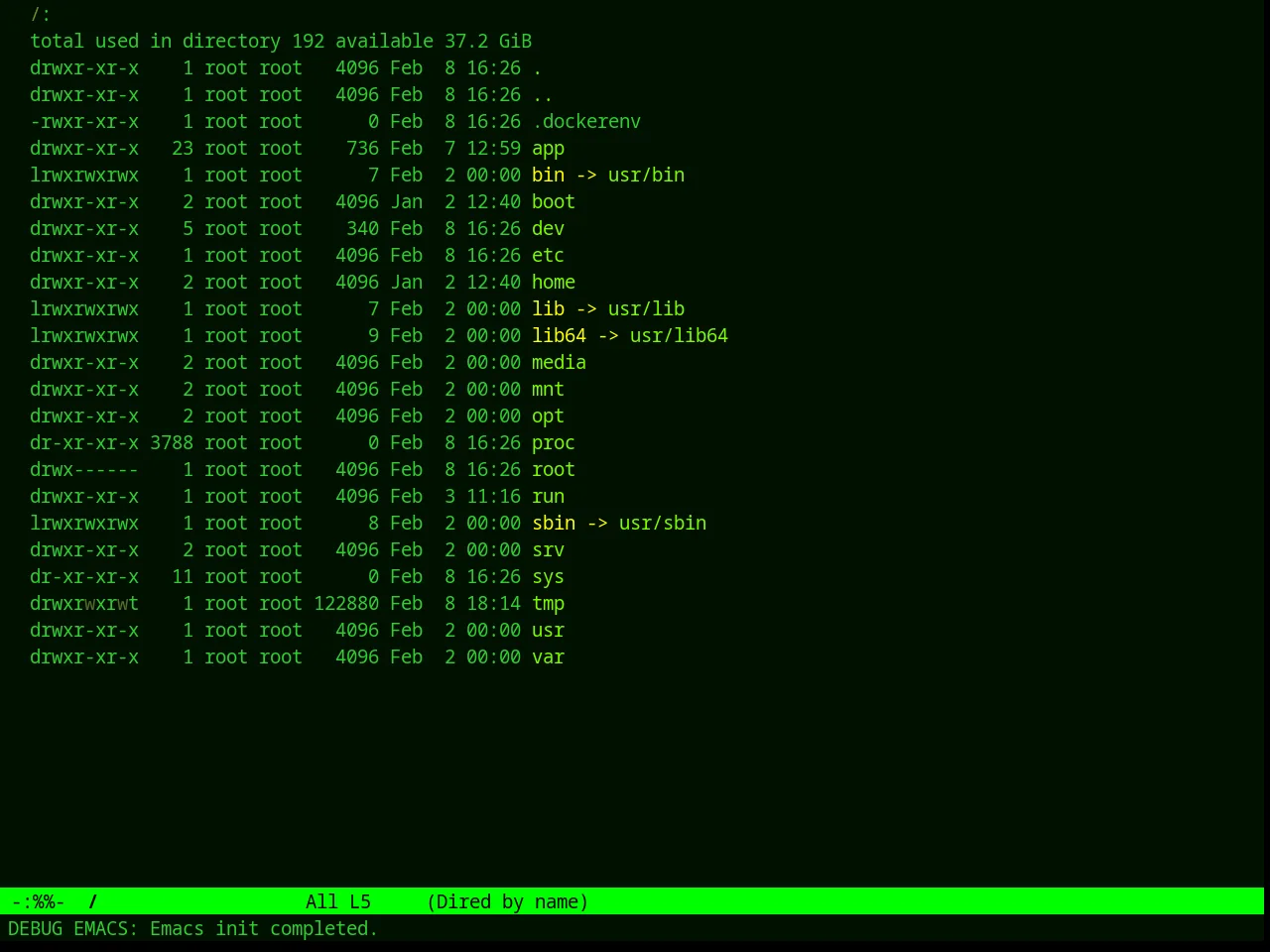 Green Phosphor Theme in dired