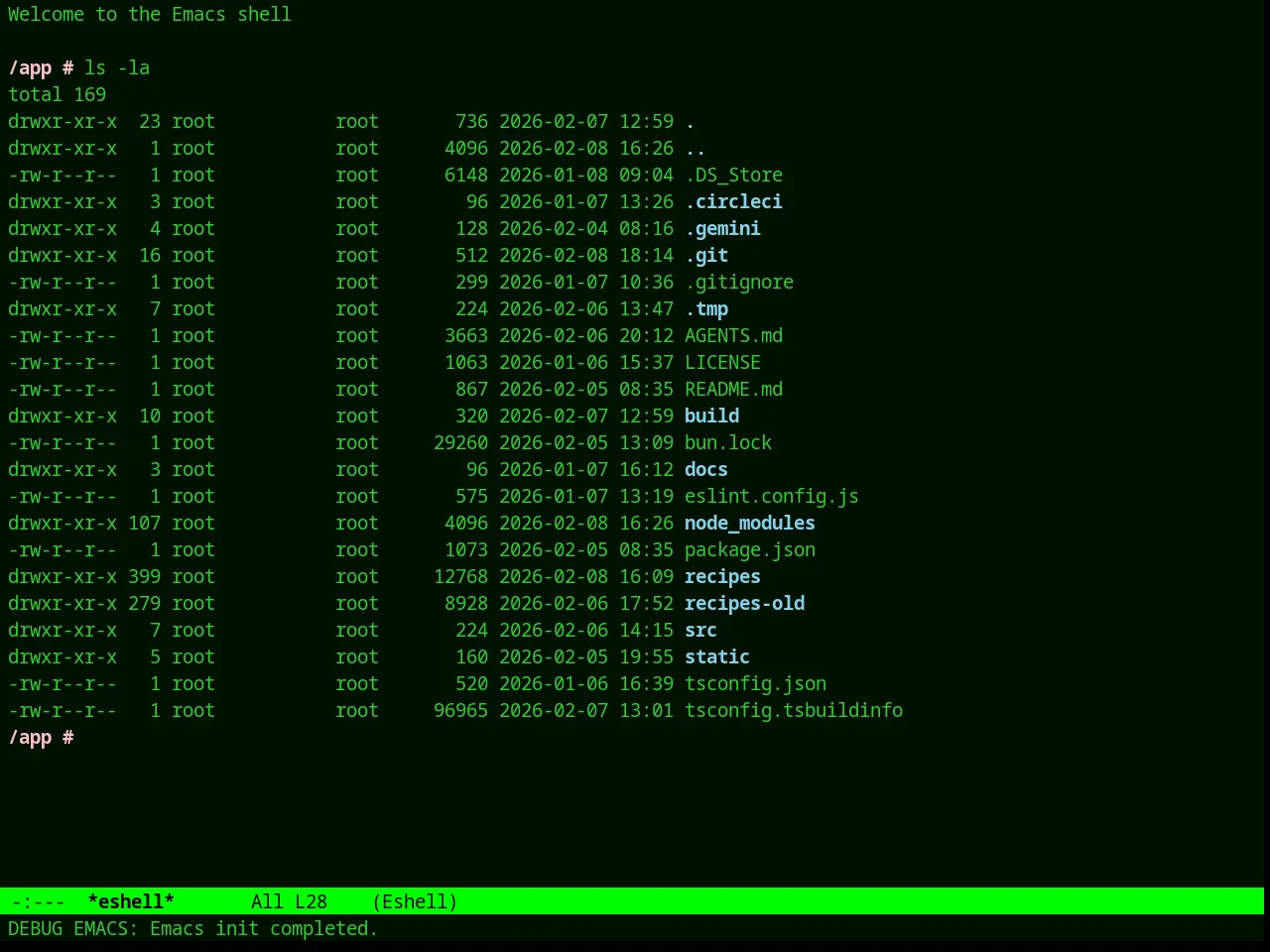 Green Phosphor Theme in eshell