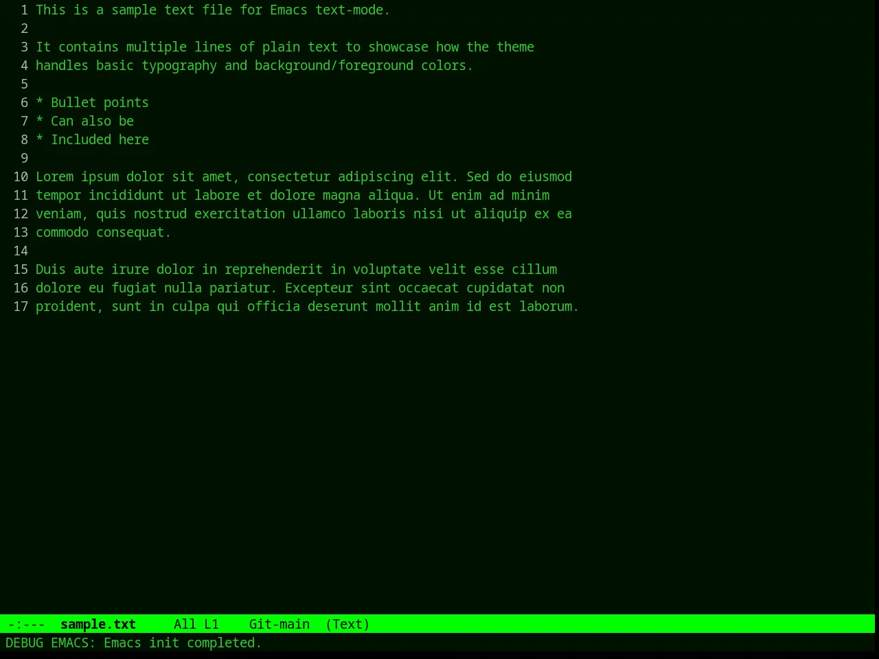 Green Phosphor Theme in text-mode