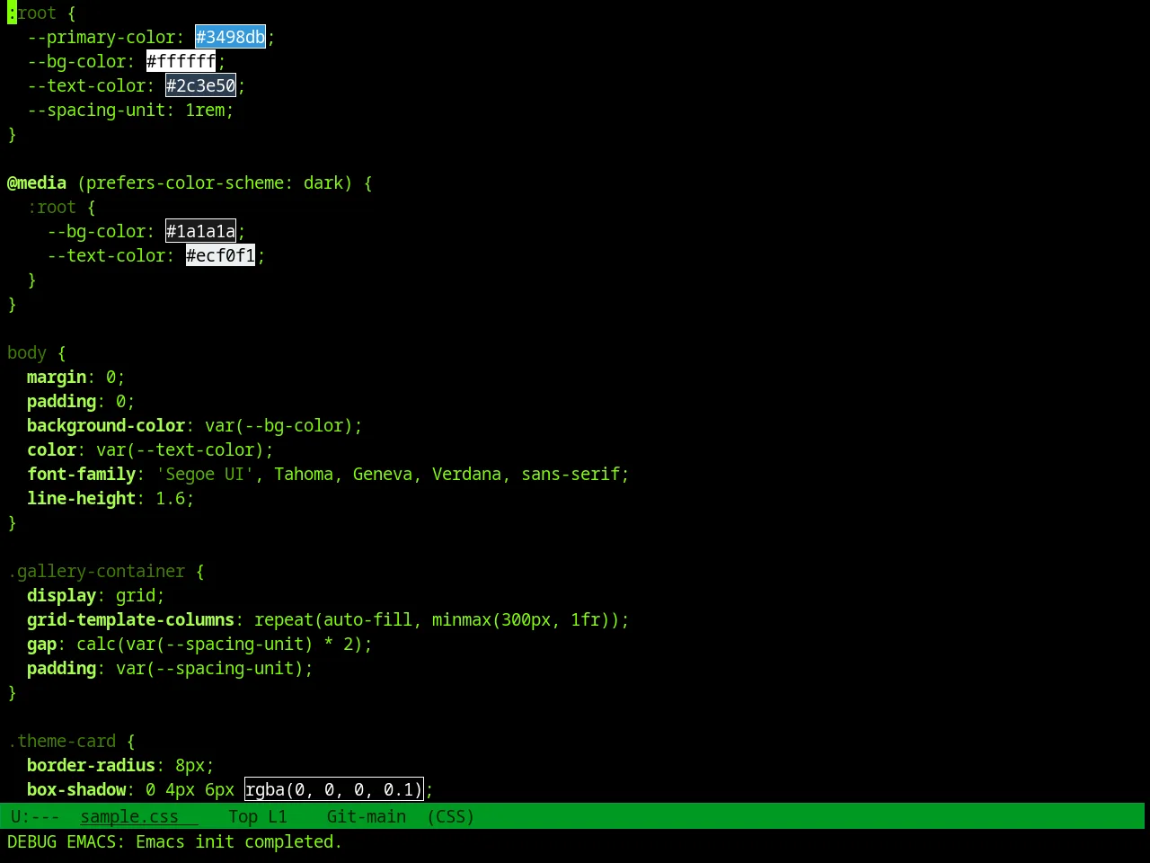 Green Screen Theme in css-mode