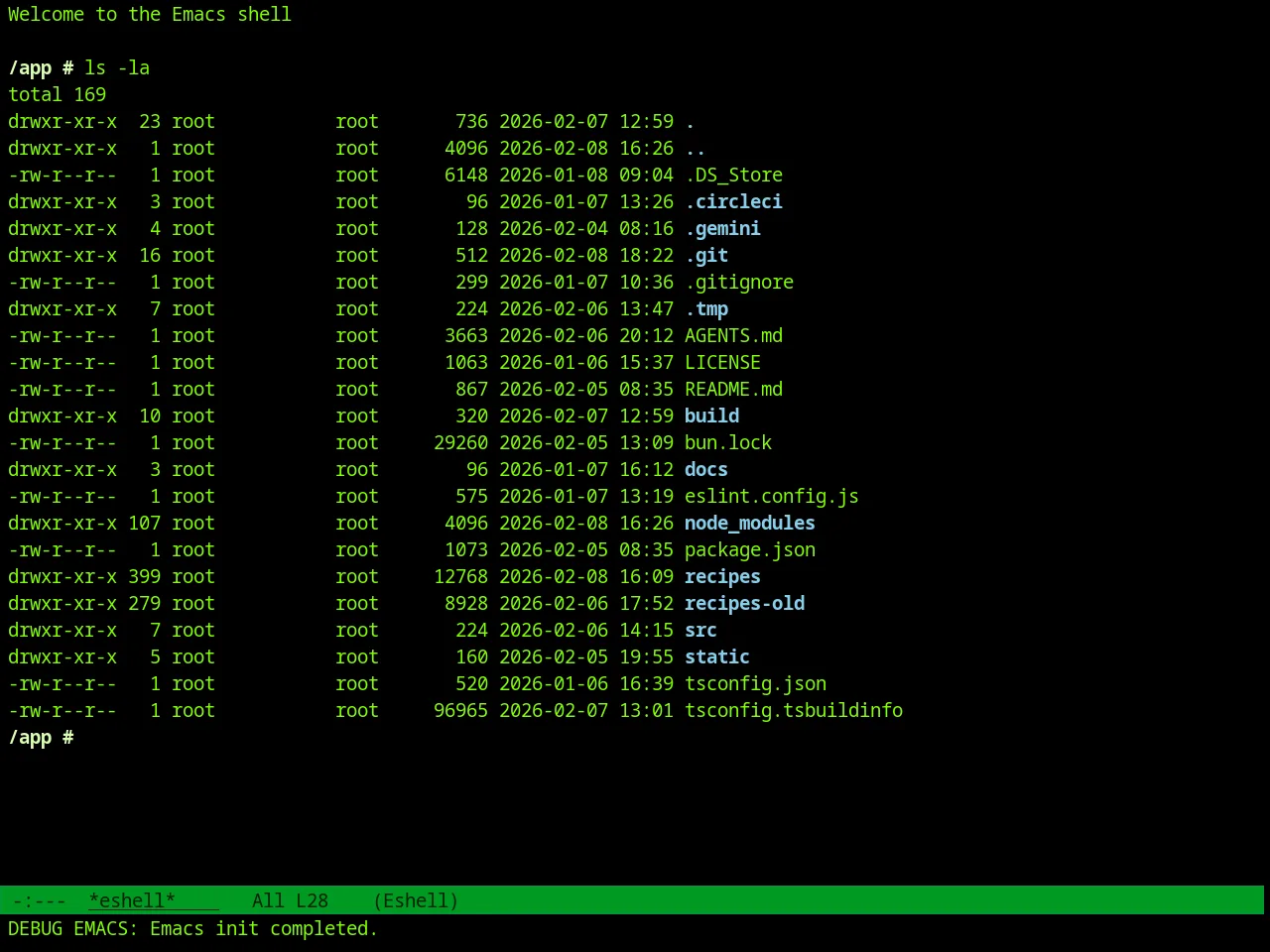 Green Screen Theme in eshell
