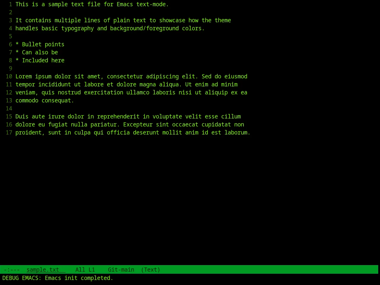 Green Screen Theme in text-mode